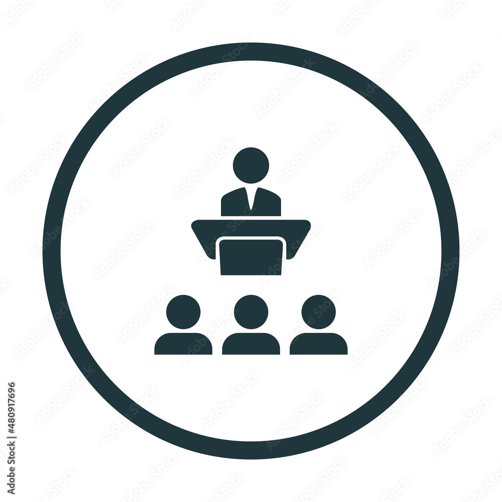 The speaker is on the podium. Performance. The conference. Lecture. Lecturer. Vector image. The speaker is on the podium. Performance. The conference. Lecture. Lecturer. Vector image.