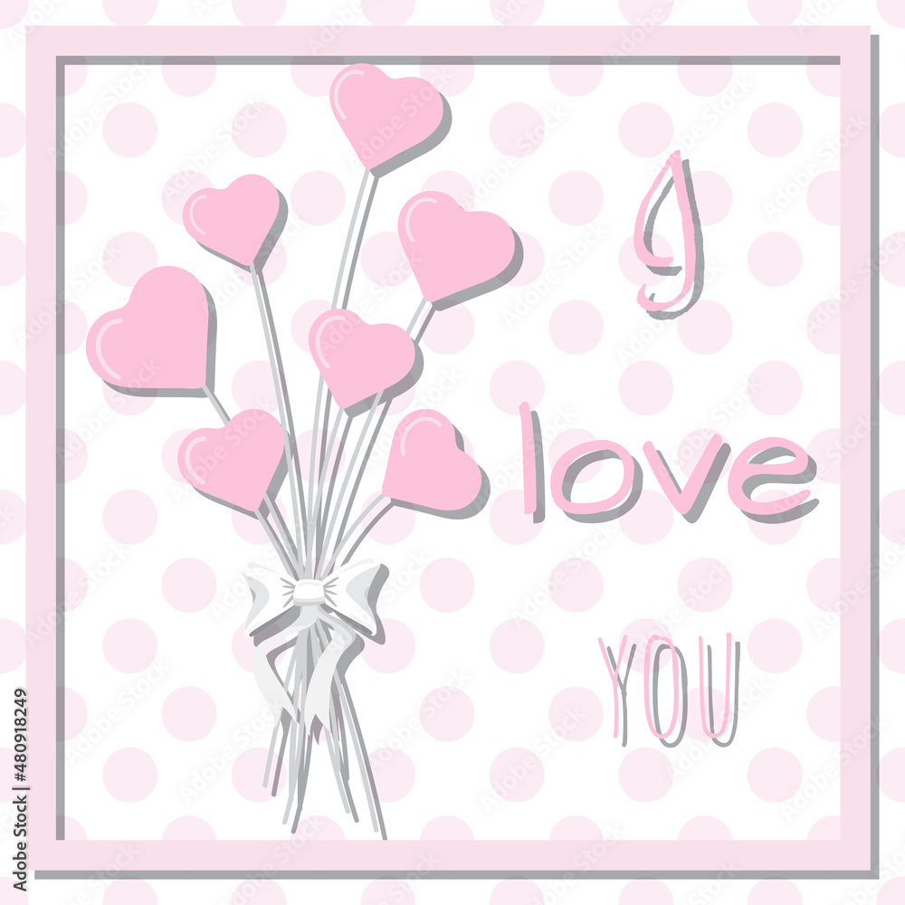 bouquet heart flowers flower post card gift for her valentine day present pink