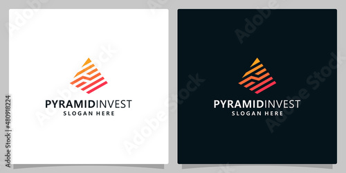 Pyramid logo design template with business marketing, investment, analytics and finance logo design