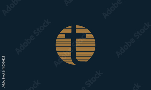 T lines warp logo design. Letter icon made with circular shape outline.