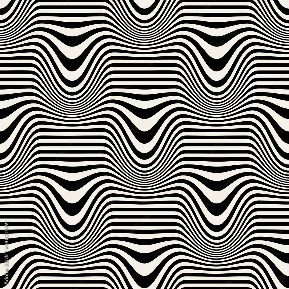 Vector seamless pattern. Abstract striped texture with bold monochrome waves. Creative background with hand drawn blots. Decorative design with distorted effect. Vector seamless pattern. Abstract striped texture with bold monochrome waves. Creative background with hand drawn blots. Decorative design with distorted effect.