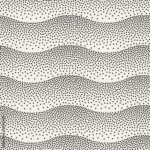Vector seamless pattern. Modern texture. Repeating abstract background with circles. Graphic wavy stripes. Can be used as swatch for illustrator.