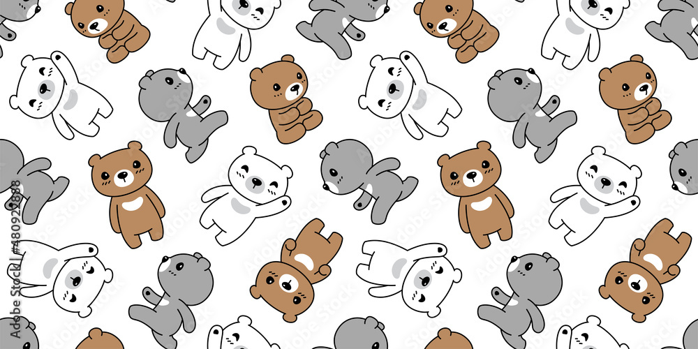 bear seamless pattern polar vector cartoon teddy tile background repeat wallpaper doodle illustration animal design scarf isolated bear seamless pattern polar vector cartoon teddy tile background repeat wallpaper doodle illustration animal design scarf isolated