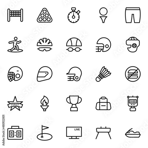 Outline icons for sports.