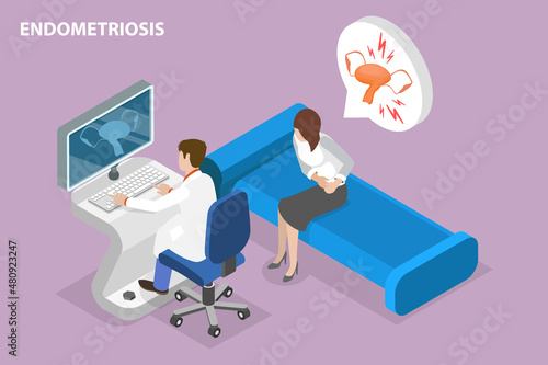 3D Isometric Flat Vector Conceptual Illustration of Endometriosis