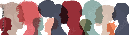 Multicultural and multiethnic diverse people group of men - women - children.Ethnic community.Diversity people.Friendship and integration between people of different races and cultures
