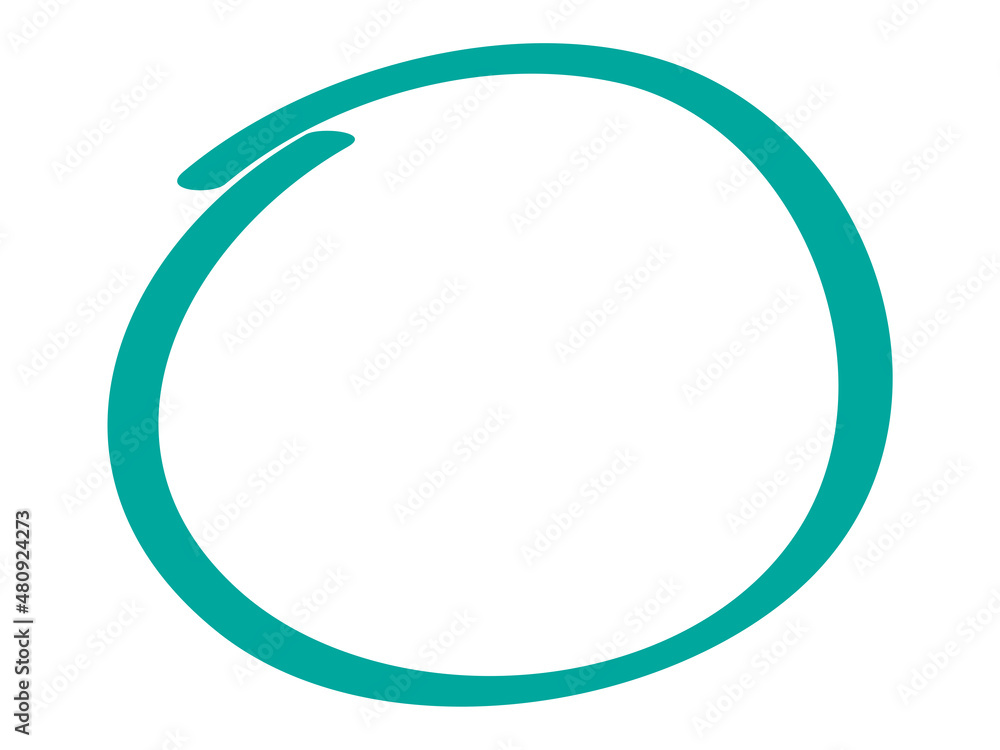 Turquoise circle pen draw. Highlight hand drawn circle isolated on white background. Handwritten turquoise circle. For marker pen, pencil, logo and text check. Vector illustration Turquoise circle pen draw. Highlight hand drawn circle isolated on white background. Handwritten turquoise circle. For marker pen, pencil, logo and text check. Vector illustration