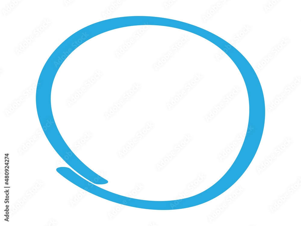 Blue circle pen draw. Highlight hand drawn circle isolated on white background. Handwritten blue circle. For marker pen, pencil, logo and text check. Vector illustration Blue circle pen draw. Highlight hand drawn circle isolated on white background. Handwritten blue circle. For marker pen, pencil, logo and text check. Vector illustration