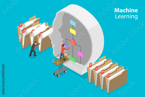 3D Isometric Flat Vector Conceptual Illustration of Machine Learning photo