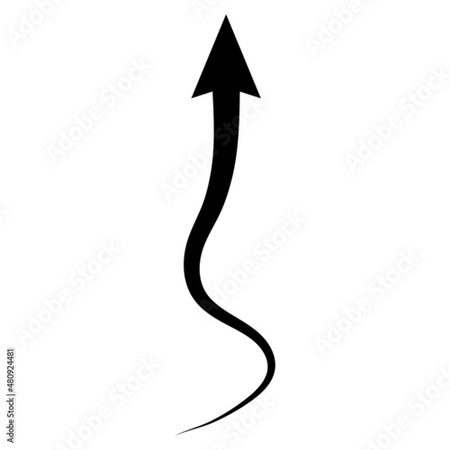 Up vertical curved directional arrow upward trend stock exchange, smooth arrow indicating increase in level asset value