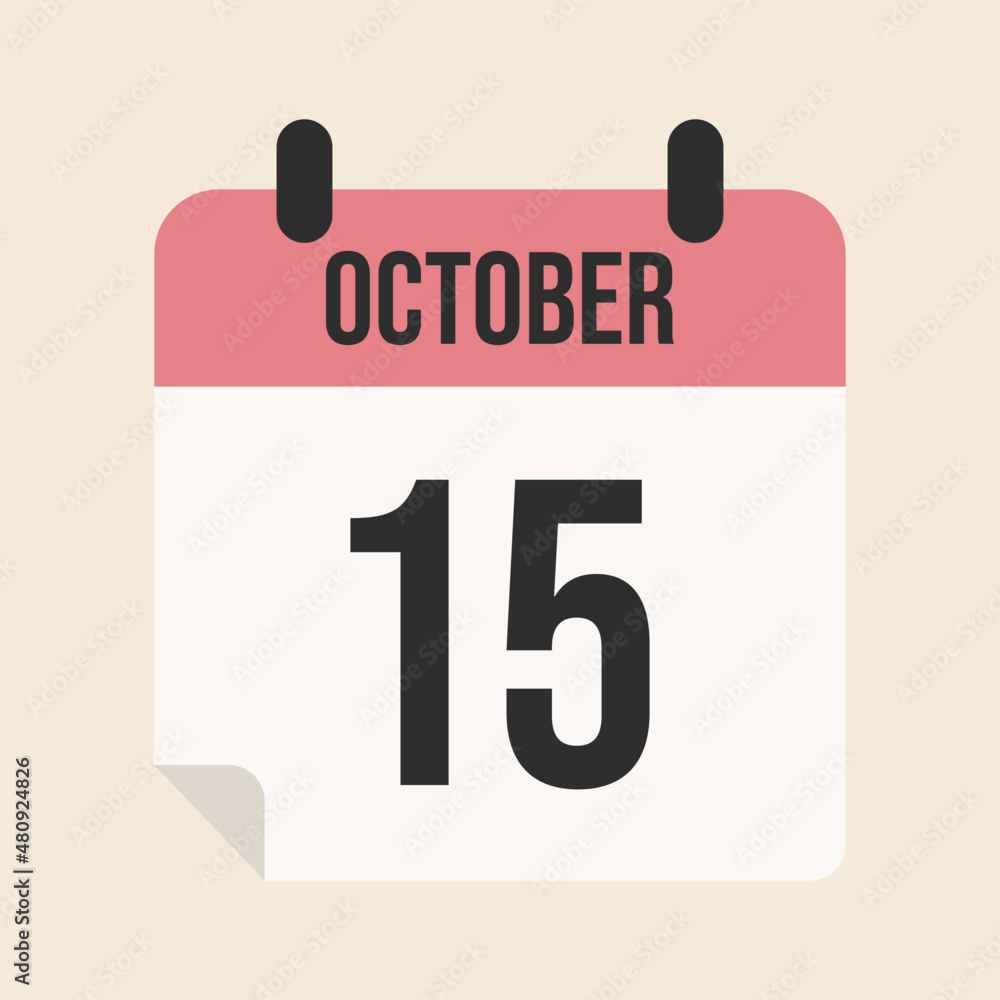 calendar october 15, isolated object calendar october 15, isolated object