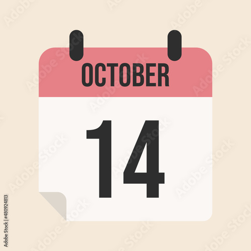 calendar october 14, isolated object