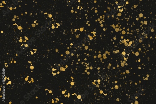 黒背景に金色のスプラッシュ ダーク ゴージャス 夜 抽象的 スプレー メタリック 都会的 高級