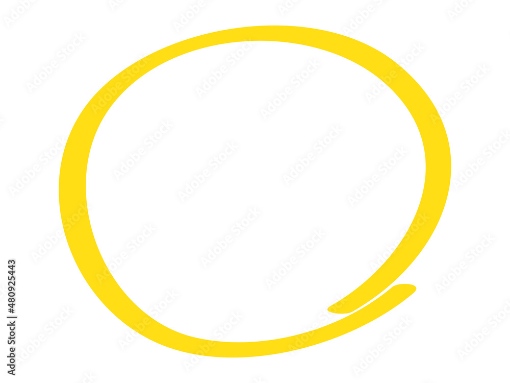 Yellow circle pen draw. Highlight hand drawn circle isolated on white background. Handwritten yellow circle. For marker pen, pencil, logo and text check. Vector illustration Yellow circle pen draw. Highlight hand drawn circle isolated on white background. Handwritten yellow circle. For marker pen, pencil, logo and text check. Vector illustration
