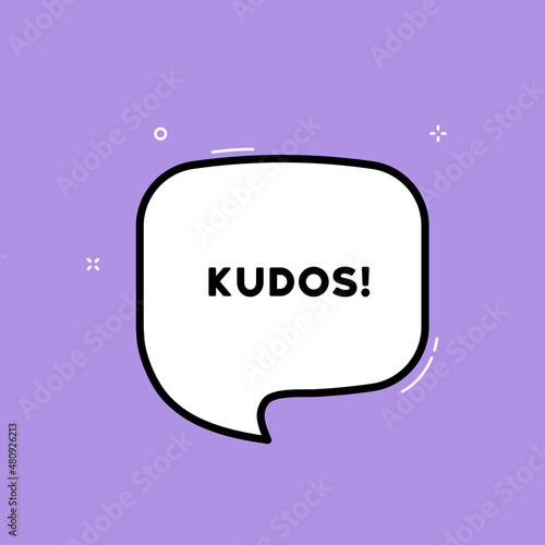 Kudos. Speech bubble with Kudos text. Boom retro comic style. Pop art style. Vector line icon for Business and Advertising