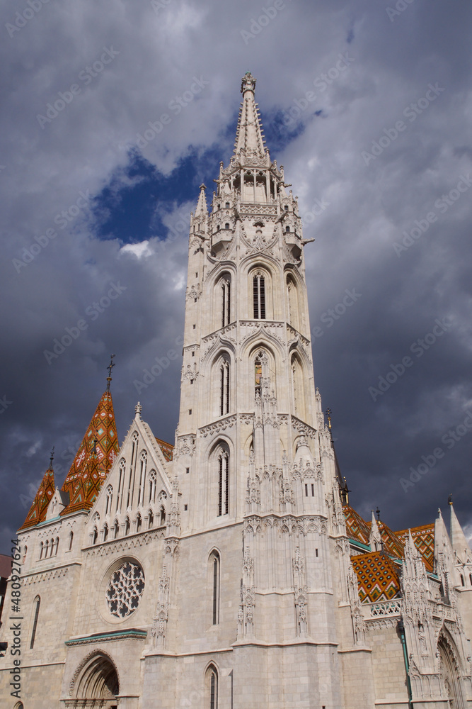 Budapest (Hungary). Bell tower of Matthias Church (Church of Our Lady) in the city of Budapest