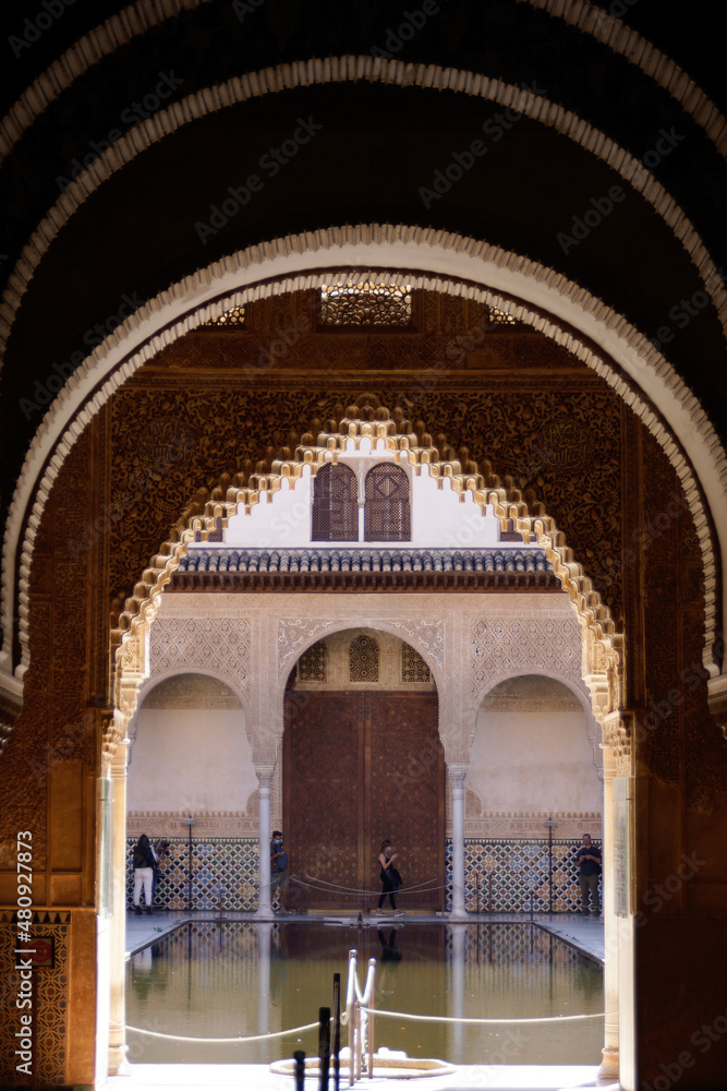 Granada (Spain). Access arches to the Patio de los Arrayanes in the Nasrid Palaces of the Alhambra in Granada
