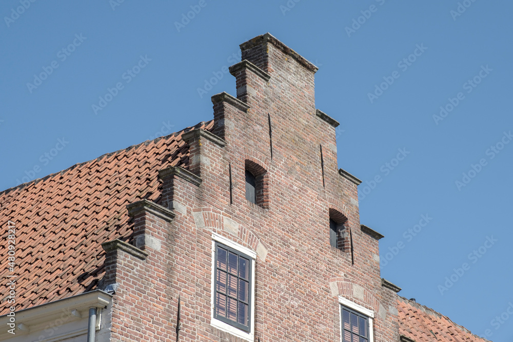 Historical staircase facade in Elburg, Gelderland Province, The Netherlands