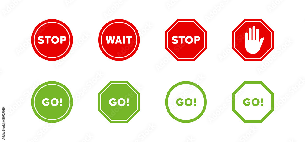 Stop sign icon set. Warning sign. Roadsign icon set. Vector line icon for Business and Advertising Stop sign icon set. Warning sign. Roadsign icon set. Vector line icon for Business and Advertising