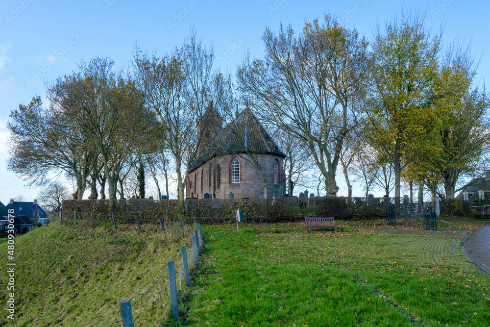 Obraz premium Kerk van Hogebeintum - Church of Hogebeintum, Friesland province, The Netherlands