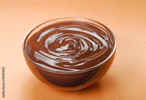 Chocolate pastry cream bowl detail