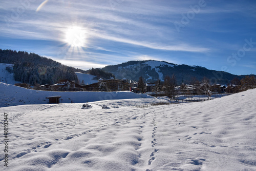 snow covered mountains