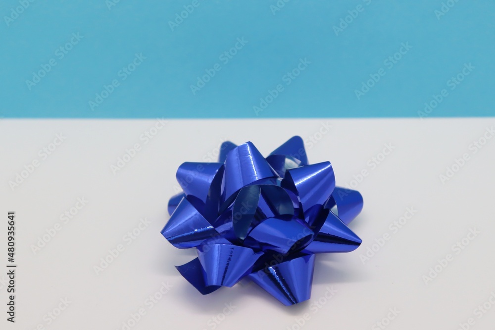Beautiful blue bow for decorating gifts