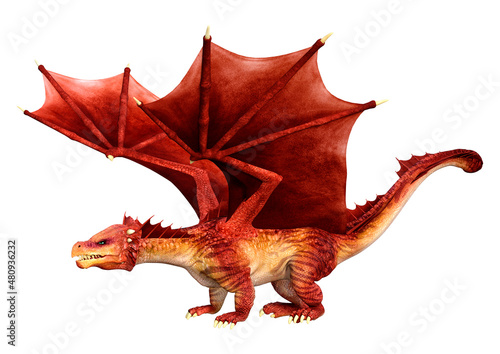 3D Rendering Fairy Tale Dragon on White