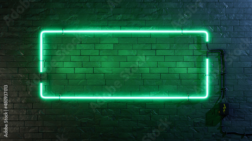 stylish modern green neon light frame