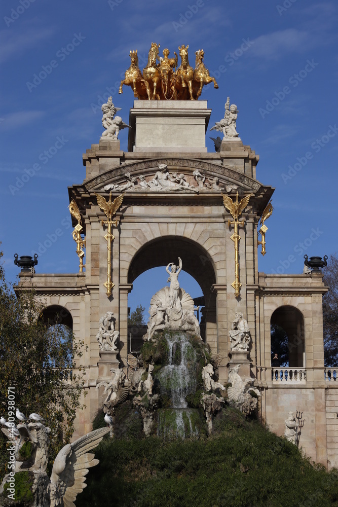 Artistic fountain in a park of Barcelona