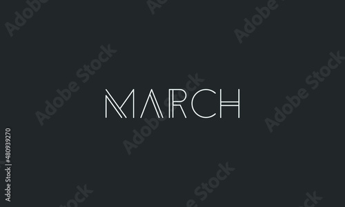 Word MARCH in letters - Initial vector design - Premium font - Icon vector