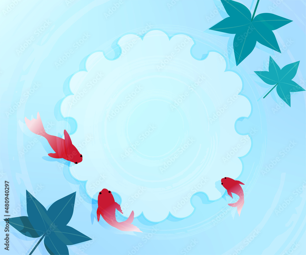 Obraz premium お中元・夏バナー、夏祭り風金魚すくい、文字なし336x280