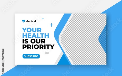 Medical healthcare youtube thumbnail and web banner template.Editable video thumbnail template	