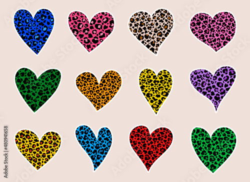 Leopard hearts stickers printable bundle