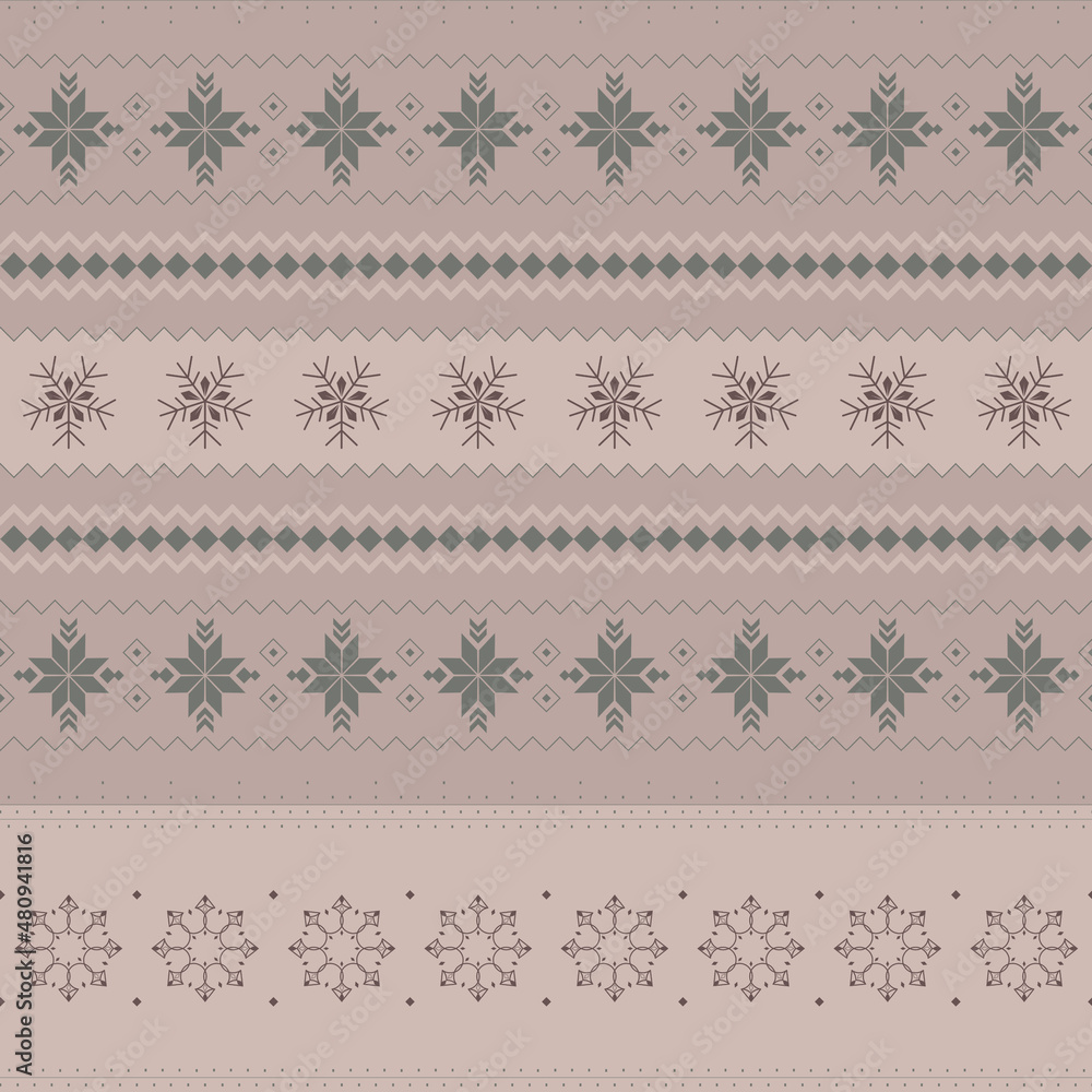 Snow Nordic Stripe Digital Papers, Seamless Patterns, Winter Crystals Design Illustration, 12 inches