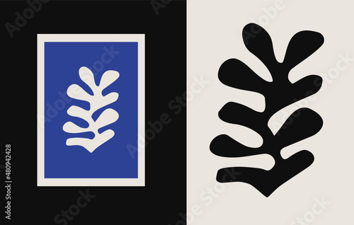 Matisse Abstract botanical Art Set. Set of abstract trendy creative artistic posters. Botanic, flowers texture. Design for wall decor, print, card background, social media, cover. Vector illustration