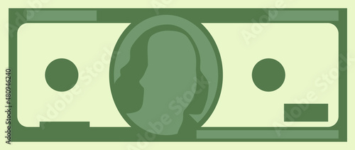 One hundred dollar bill simple stylized illustration