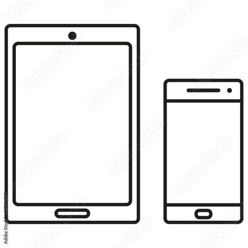 Ikona przedstawiająca kontur tabletu i telefonu.