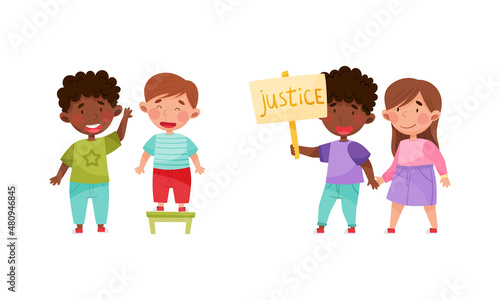 Honest, kid and fair children set cartoon vector illustration