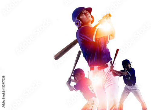 Bilde på lerret Baseball player hitter in action and concepts