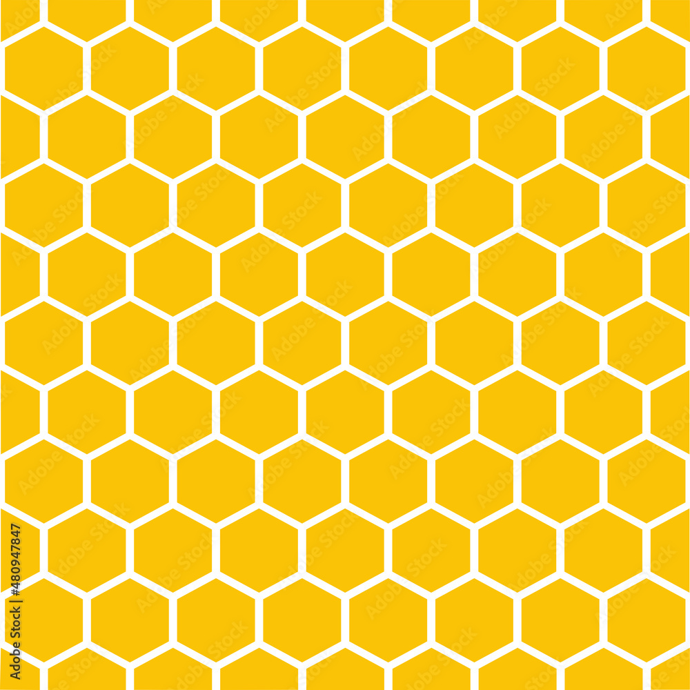 Honeycombs. Abstract geometric ornament. Yellow honeycombs on a white background. Vector illustration. Honeycombs. Abstract geometric ornament. Yellow honeycombs on a white background. Vector illustration.