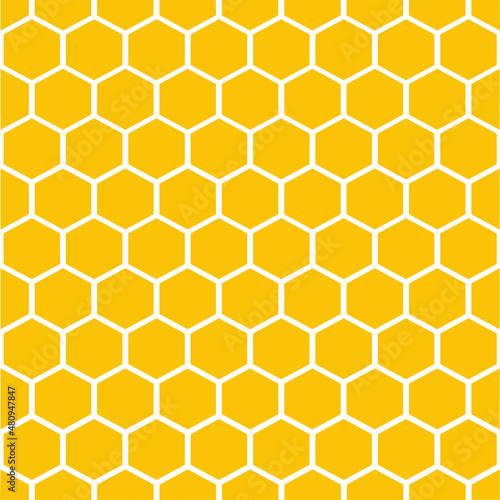 Honeycombs. Abstract geometric ornament. Yellow honeycombs on a white background. Vector illustration.