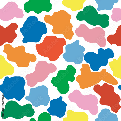 Seamless pattern with abstract colorful spots. Cute print. Vector hand drawn illustration.