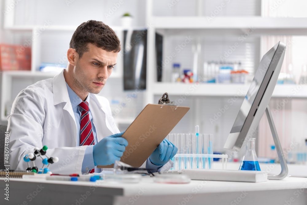 Medical Research Laboratory, Scientist does Analysis. Medical Research Laboratory, Scientist does Analysis.