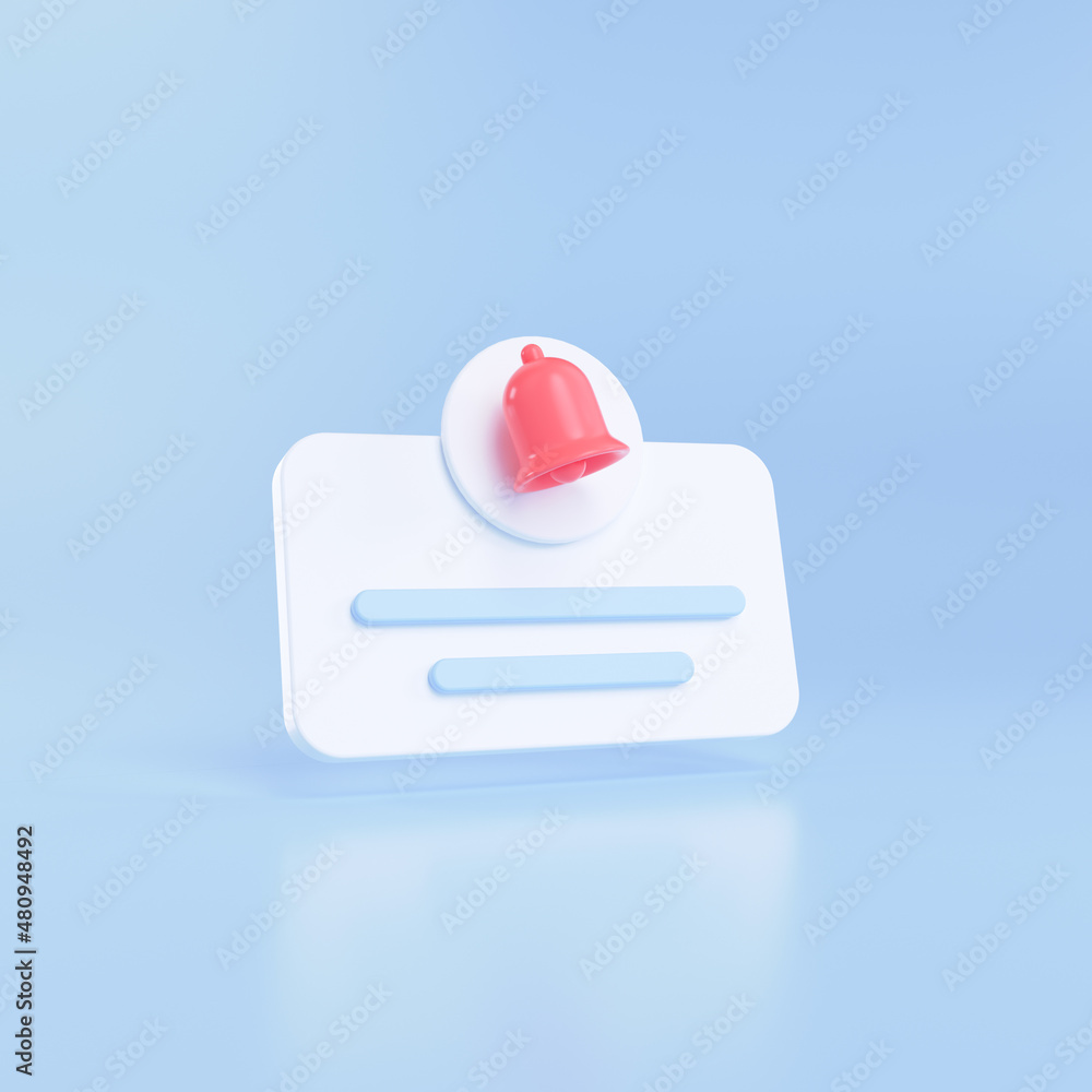 3D White speech bubble with a bell notification icon. 3d render ...