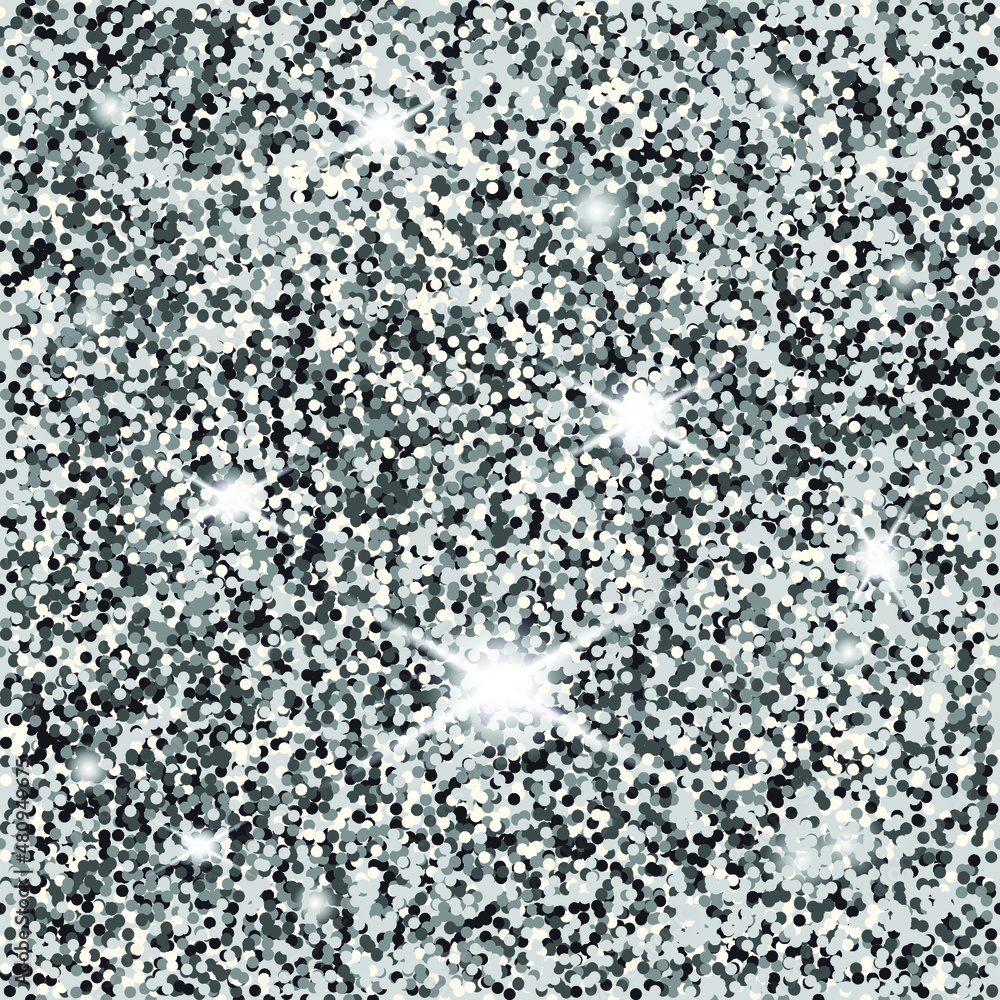 Silver shiny texture. Vector glitter silver background. Golden sparkles on the border. Template for holiday designs, invitations, parties, birthdays, weddings, New Year, Christmas. illustration. Silver shiny texture. Vector glitter silver background. Golden sparkles on the border. Template for holiday designs, invitations, parties, birthdays, weddings, New Year, Christmas. illustration.