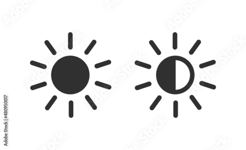 Brightness contrast Icon Vector. Flat illustration, brightness contrast sign isolated on white background.