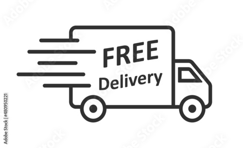 Free delivery truck icon.Vector illustration isolated on white background.