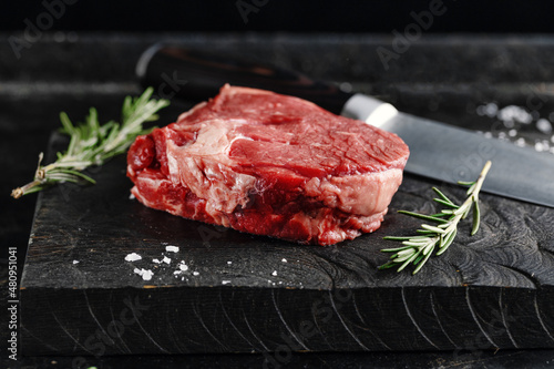Fresh meat beef on dark background