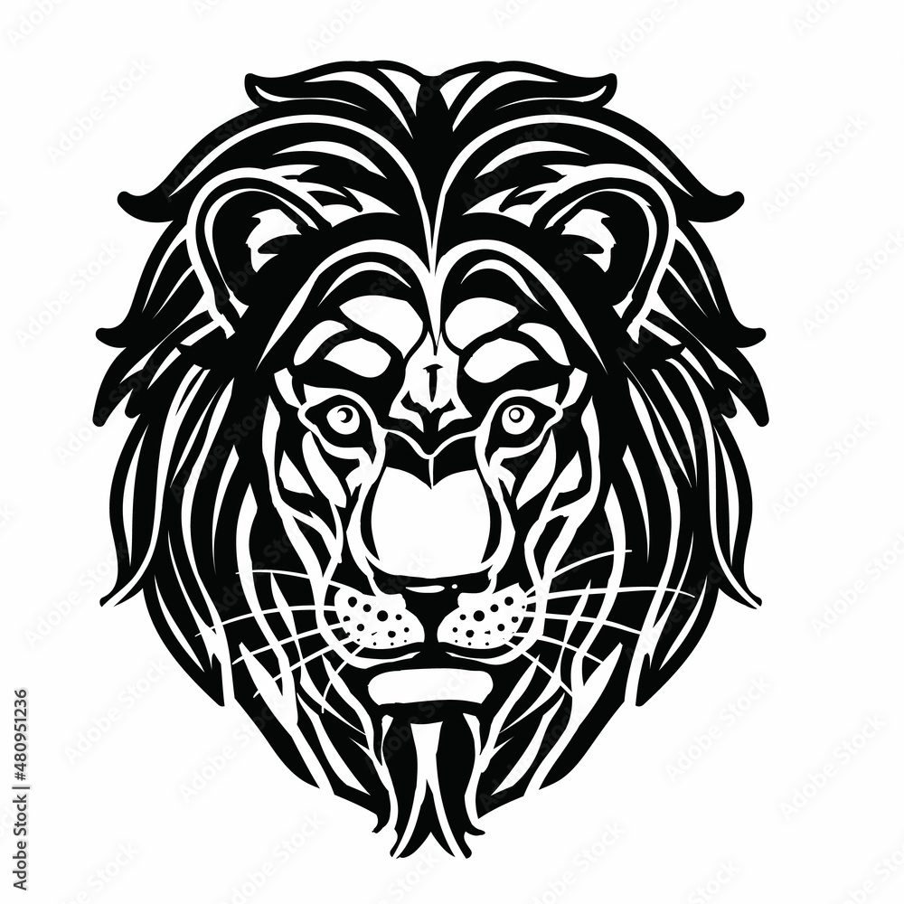 stylized head of a lion with a chic mane, logo, isolated object on a white background, vector illustration, stylized head of a lion with a chic mane, logo, isolated object on a white background, vector illustration,